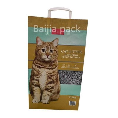 Cat Litter Kantong Kertas Kraft Kemasan 1.5l-10l Custom Printed Size