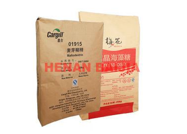 Flexo Print Heat Sealed Paper Bags Makanan Aman Non Bau Multiwall Kraft Paper Bags