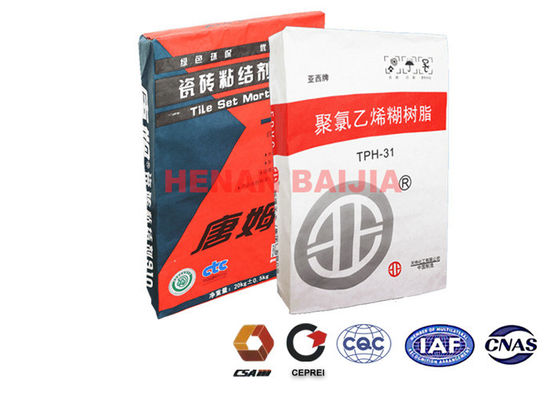 Tas Katup Tahan Lama Disisipkan 60g-130g / M2 Dry Mortar Packaging Multiwall Paper Sacks