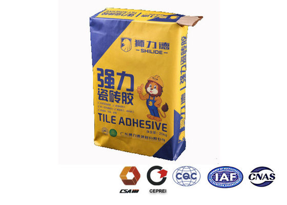 Flexo Print Colors Multiwall Paper Bags Valve Tipe 2 Layers Kekuatan Tarik Tinggi