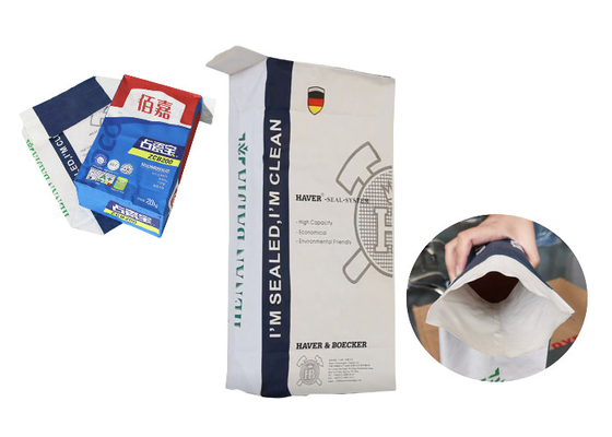 Kantong Kertas Kraft Karung Katup Disisipkan Daur Ulang Dengan Film PE Opsional Atau PE Liner