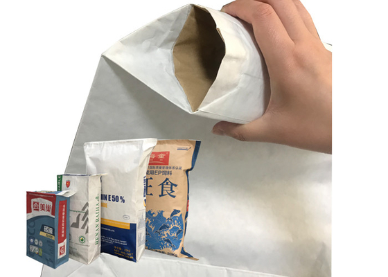 Kantong Kertas Multiwall Ditempel Kimia Dicetak Kustom 15kg 20kg