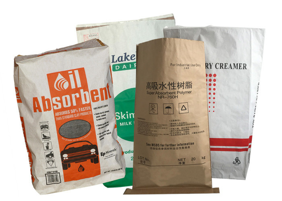 Tas Kemasan Kertas Penyerap Tumpahan Cairan Cetak Kustom 15kg 20kg