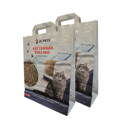 Kantong Kertas Biodegradable Cetak Kustom ISO9001 Untuk Kemasan Kotoran Kucing