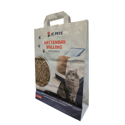 Tas Kertas Kraft Biodegradable Untuk Kemasan Kotoran Kucing Cetak Kustom