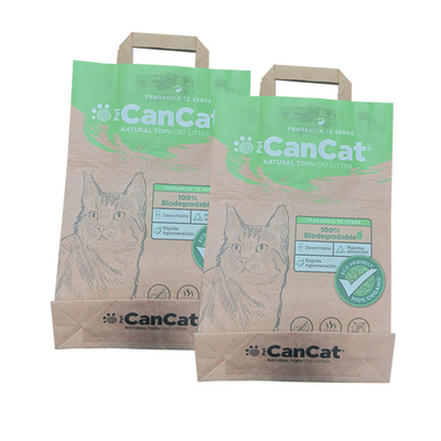 6L 10L 12L Tas Kemasan Kertas Kraft Kantong Kotoran Kotoran Kucing Panas Disegel
