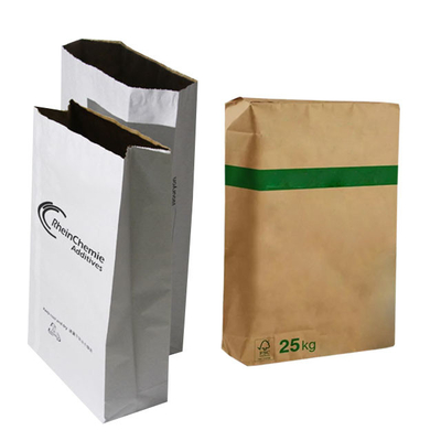 Food Grade 3layer Pasted Valve Multiwall Paper Bags 25kg Flexo Dicetak