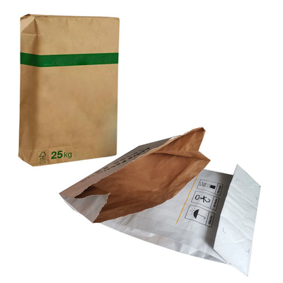 Food Grade 3layer Pasted Valve Multiwall Paper Bags 25kg Flexo Dicetak
