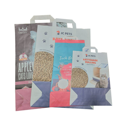 10Liter Side Gusset Paper Bags Heat Sealing Untuk Pet Litter Moisture Proof