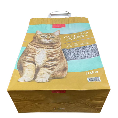 7 Warna Kertas Tas Kotoran Kucing Menangani Tas Kemasan Kertas Kraft Mulut Terbuka