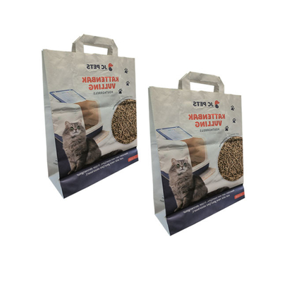 Eco Friendly 5Litres 15Ibs Cat Litter Stand Up Pouches Cat Litter Sand Packing Bag With Handle