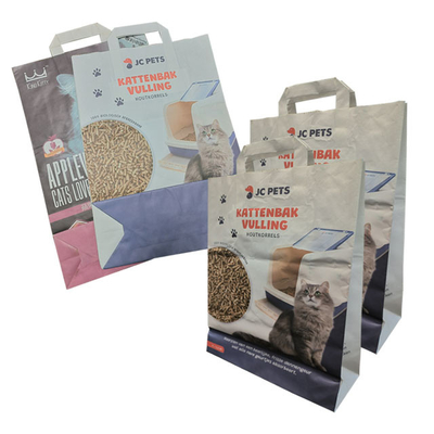 Eco Friendly 5Litres 15Ibs Cat Litter Stand Up Pouches Cat Litter Sand Packing Bag With Handle