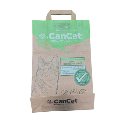 Tas Kertas Kraft Multilayer Biodegradable 5kg Tas Kemasan Kotoran Kucing Tahu