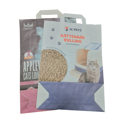Kertas Kraft Biodegradable Tas Kotoran Kucing Biodegradable 6L 10L Kustom Dicetak