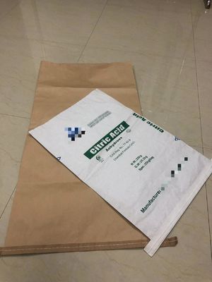 Pakan Hewan / Kemasan Aditif Kantong Kertas Jahit dengan Pencetakan Khusus