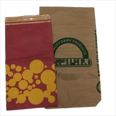 Tas Kertas Segel Panas Logo Disesuaikan Kantong Kertas Multiwall Putih Brown