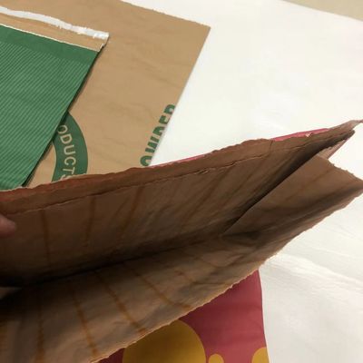 Tas Kertas Segel Panas Logo Disesuaikan Kantong Kertas Multiwall Putih Brown