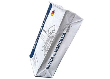 3 Lapisan Multiwall Kraft Paper Bags Tas Kertas Bawah Datar Dengan PE Liner Di Dalam