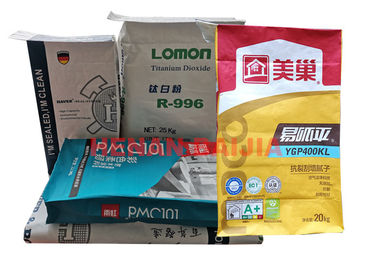 Kantong kertas industri persegi bawah stabilitas yang baik 25kg 30kg 50kg bantalan beban yang kuat