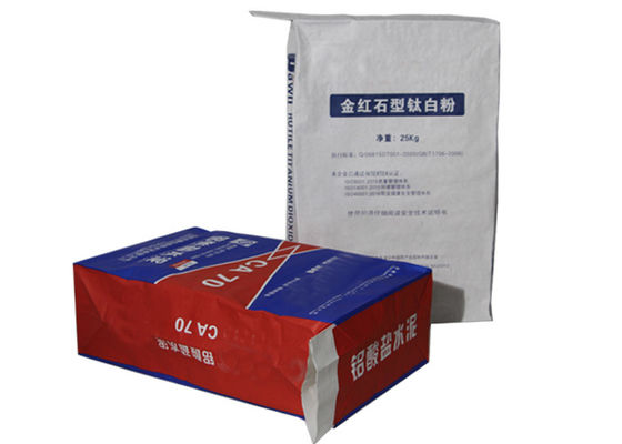 20KG 25KG Disisipkan Katup Multiwall Kraft Paper Bags Industri Kimia Semen Mortar