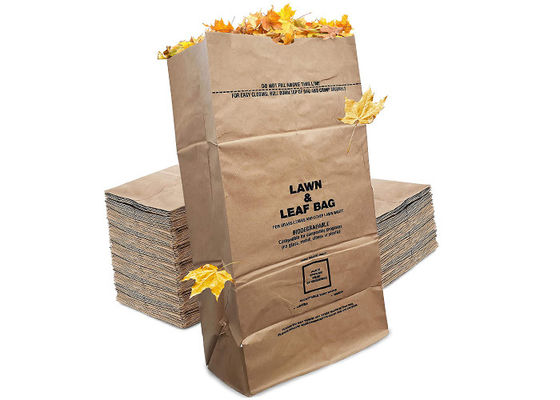 125g / M2 Kantong Kertas Rumput Biodegradable Untuk Daun CMYK Paper Lawn Waste Bags