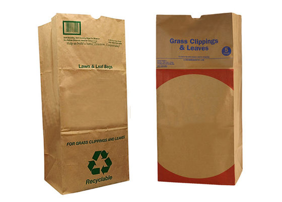 CMYK Color 10kg Multiwall Kraft Paper Bags Leaf Kraft Lawn Paper Bags