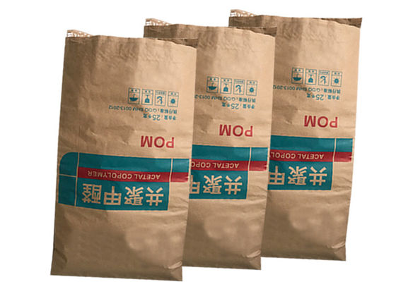 Logo Cetak Kustom 120g / m2 Tas Kertas Kraft Multiwall Dengan Lapisan PE Food Grade