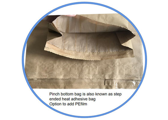 Disisipkan Pinch Bottom Trapezoidal Sewn Open Mouth Bags Dengan PE Film Atau PE Liner