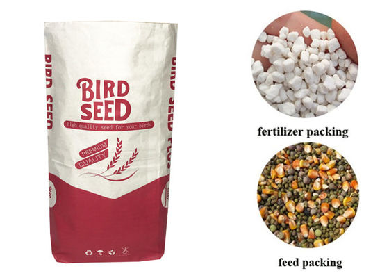 25kg Custom Logo Paper Poultry Feed Bag Untuk Dog Feed Cat Litter Seed