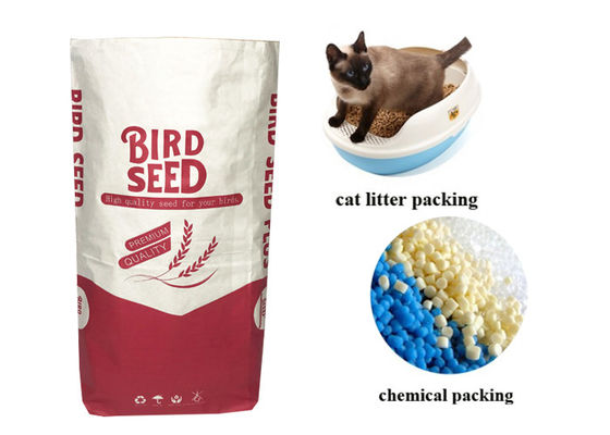 Moisture Proof Dog Feed Square Bottom Paper Bag Kotoran Kucing Benih Pakan Hewan Untuk Burung