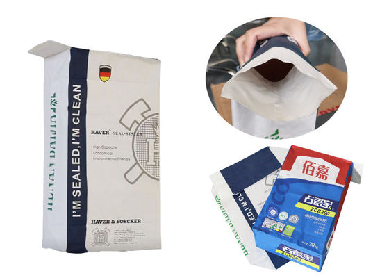 20kg 25kg Tas Katup Kertas Kraft Disisipkan Karung Kertas Kemasan Gula Tepung
