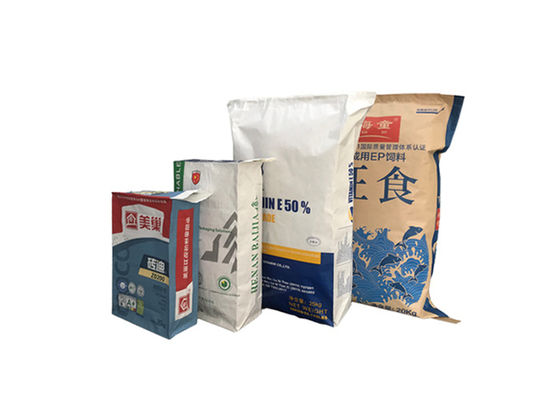 25kg 50kg Cetak Logo 3 Ply Multiwall Kraft Paper Bags Kraft Paper Valve Sack