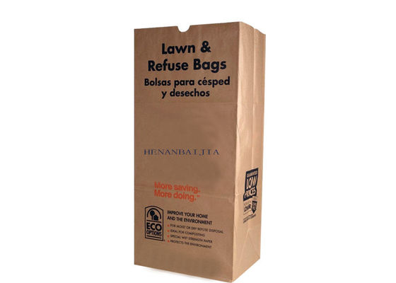 Brown Kraft Eco Friend Kantong Sampah Kertas Kompos Lapisan Ganda