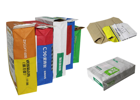 25kg 3 Ply Pasted Valve Multiwall Paper Bags Untuk Kemasan Bahan Makanan Bubuk