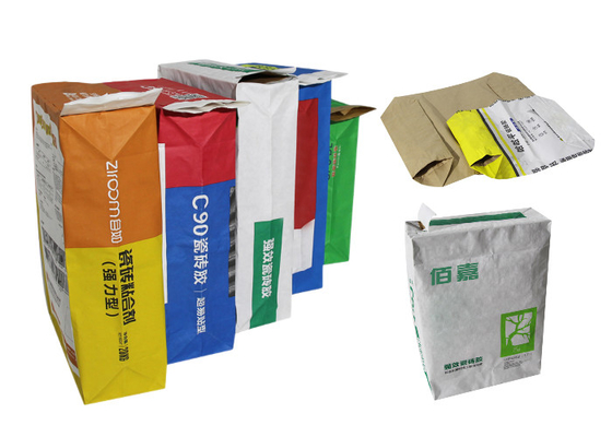 Kimia Disisipkan Valve Multiwall Paper Bags PE Film Atau Liner Paper Sack Basmati Rice Bag