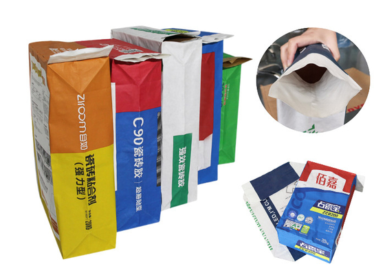 Kimia Disisipkan Valve Multiwall Paper Bags PE Film Atau Liner Paper Sack Basmati Rice Bag