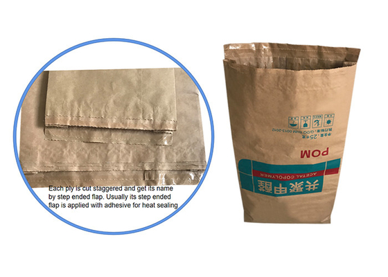 White Brown Food Grade Multiwall Kraft Paper Heat Sealed Bags Untuk Kemasan Gelatin