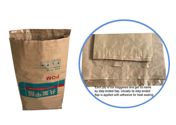 Pencetakan Flexo 25kg 20kg Kantong Kertas Kraft Multiwall Kantong Kertas Kemasan Gula