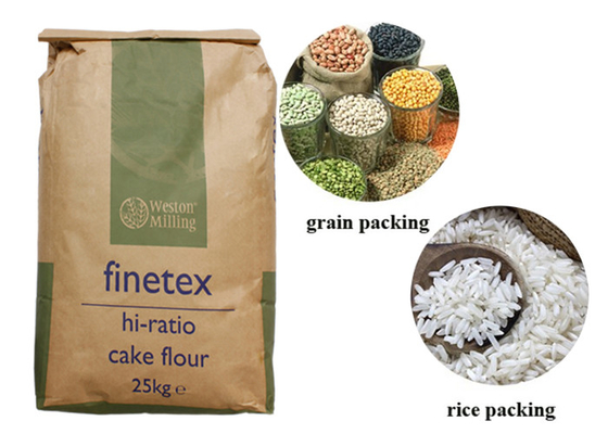 Open Top Flat Bottom Dijahit 20kg Kantong Kertas Multiwall Paket 25 Kg Kantong Kertas