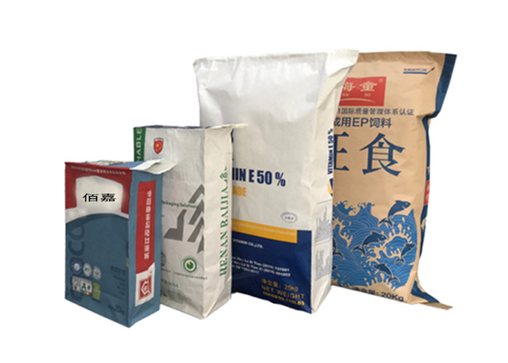 Kantong Kertas Kraft yang Dapat Didaur Ulang 25kgs 50kgs Pakan Hewan Peliharaan Vitamin Aditif Benih Untuk Burung
