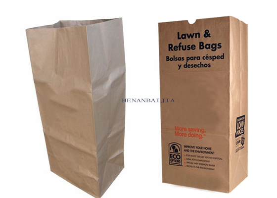 Brown Biodegradable Flexo Print Paper Refuse Bags Multiwall