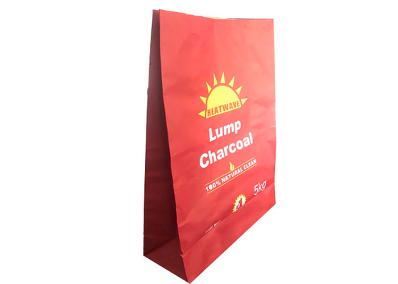 Kantong Kertas Multiwall Mulut Terbuka Persegi Bawah Dijahit Kapasitas Barbekyu 5kg Tas Arang