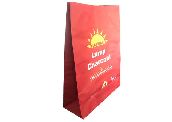 Kantong Kertas Kraft Multiwall Terbuka Multiwall Kapasitas Tas Arang Barbekyu 5kg