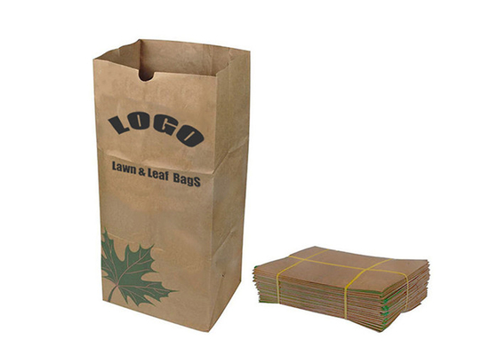 Kantong Sampah Kertas Rumput Dan Rumput Persegi Bawah Warna Coklat Biodegradable