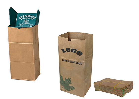 Halaman Limbah Rumput Daun Kantong Kertas Kompos Bukti Kelembaban Dengan Logo Kustom
