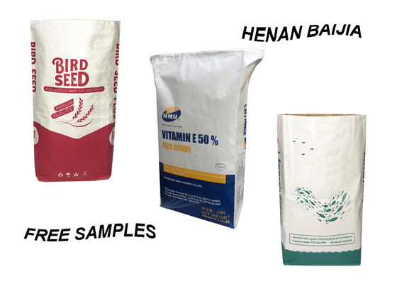 Kertas Kraft Laminated Pp Woven Bags Komposit Plastik 3 Lapisan Tahan Air 25kg 50kg