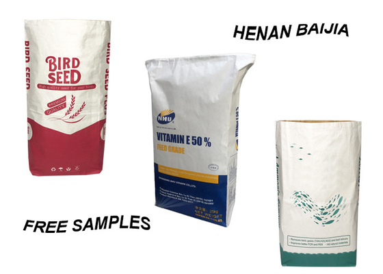 Industri Bangunan PE Kraft Paper Bag Lapisan Tahan Air Bawah Persegi 25Kg 50Kg