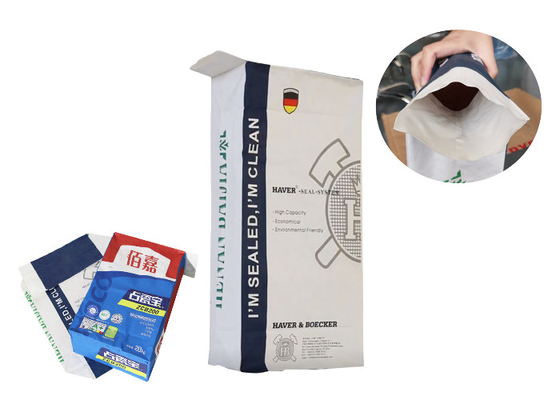 20kg Berdiri Disisipkan Valve Multiwall Paper Bags Logo Printing Untuk Tile Adhesive
