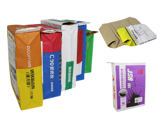 Tas Kertas Multiwall Katup Disesuaikan Disesuaikan 20kg 25kg Untuk Bubuk Kimia