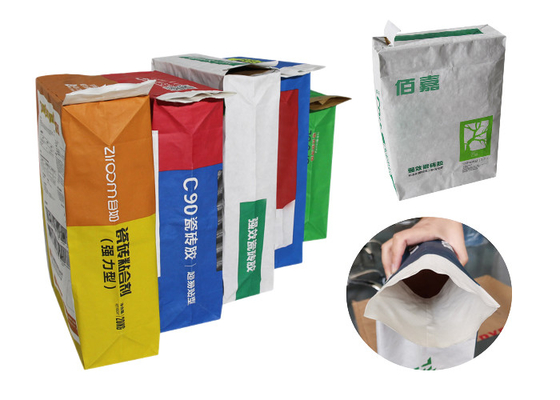 20kg Berdiri Disisipkan Valve Multiwall Paper Bags Logo Printing Untuk Tile Adhesive